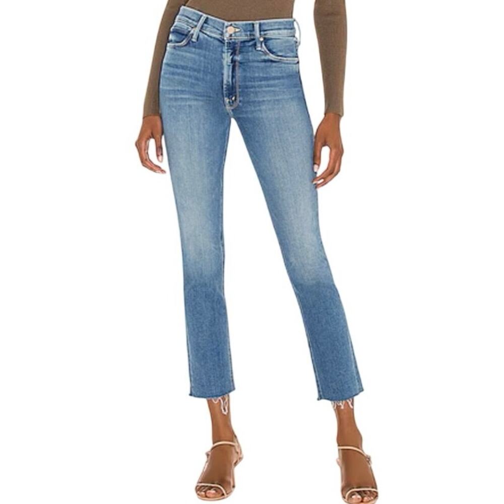 MOTHER The Mid Rise Dazer Ankle Fray Jeans  Med Wash Women Size 31